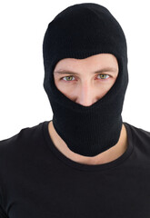 Portrait of burglar wearing a balaclava