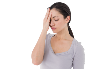 Sad woman hiding her face