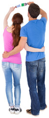 Obraz premium Couple both holding paint brushes