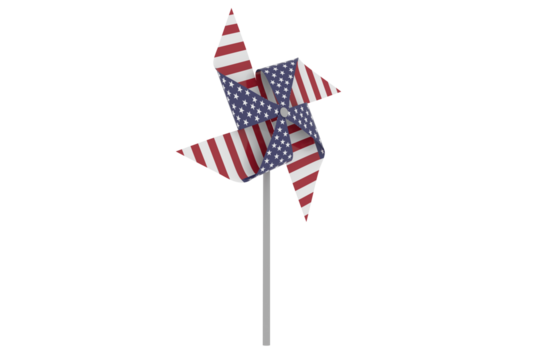 3d pinwheel with American flag pattern