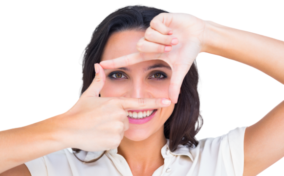 Pretty brunette smiling at camera