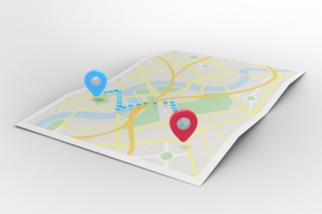 World map with pointers