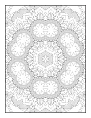 Mandala Coloring Book For Adult. Mandala Coloring Pages. Mandala Coloring Book. Seamless vector pattern. Black and white linear drawing. coloring page for children and adults.