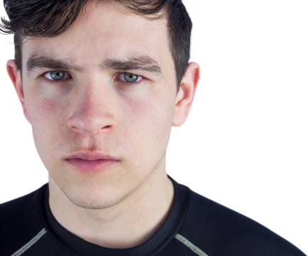 A rugby player looking at the camera - Powered by Adobe