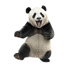 Fototapety  Happy panda  jumping and gaming , isolated background. Generative AI