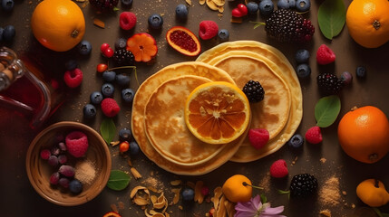 Obraz na płótnie Canvas Delicious breakfast pancakes. Generative AI