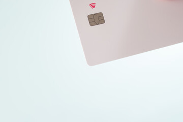 White credit card on blue background