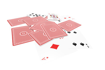 Red ace of diamonds with playing cards