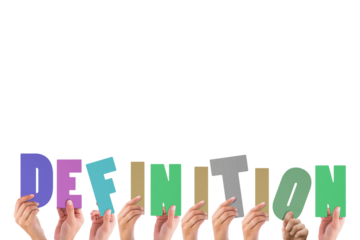 Cropped hands holding colorful word definition