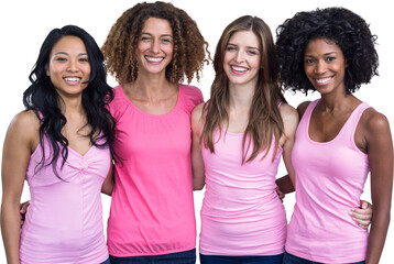 Portrait of smiling women in pink outfits