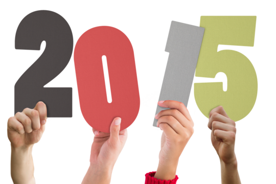 Cropped hands holding 2015 number - Powered by Adobe