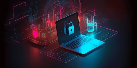 Cybersecurity Illustration of a Notebook 