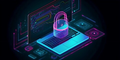 Cybersecurity Illustration of a Notebook 