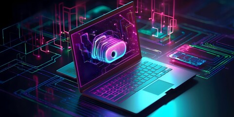 Cybersecurity Illustration of a Notebook 