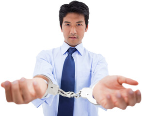 Businessman with handcuffs