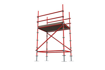 Three dimensional image of red scaffolding structure