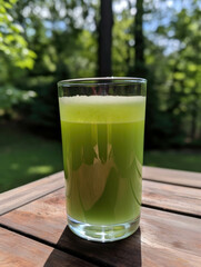 A glass of nuttytasting cricket flour juice. AI generation.