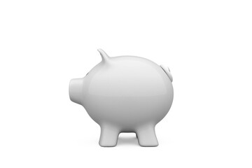 White piggy bank over white background