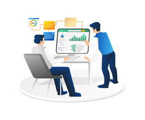 Business people working together. Teamwork concept. Vector illustration in flat style