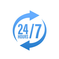 24-7 service concept. 24-7 open. Support service icon. Vector illustration
