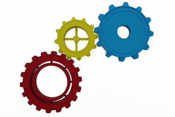 Gears arranged over white background