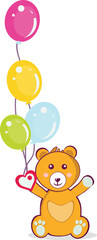 Teddy bear holding balloons icon