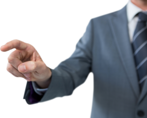 Businessman touching an invisible screen