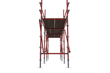 3d illustration of diminishing red scaffolding