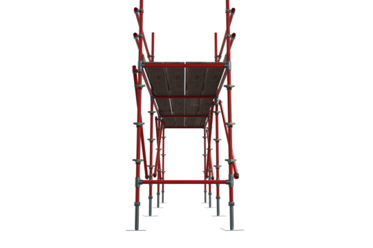 3d illustration of diminishing red scaffolding