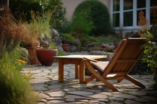Lounger for rest and relaxation outdoors. AI generated, human enhanced