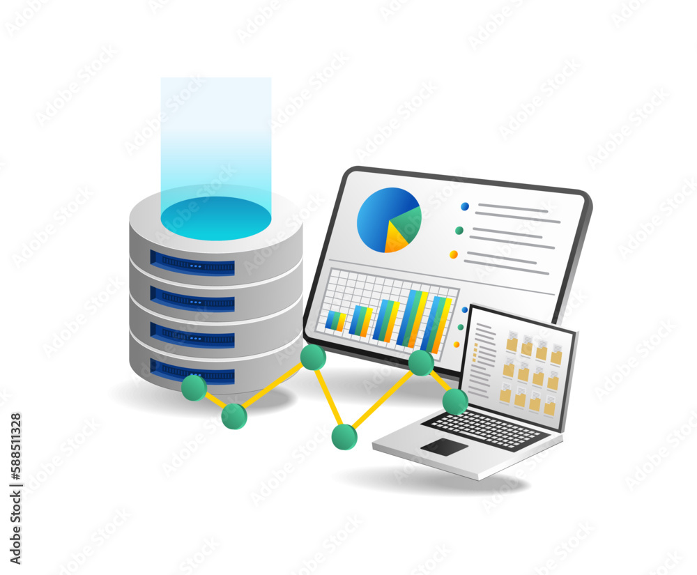 Poster data center concept with icon design, vector illustration 10 eps graphic.