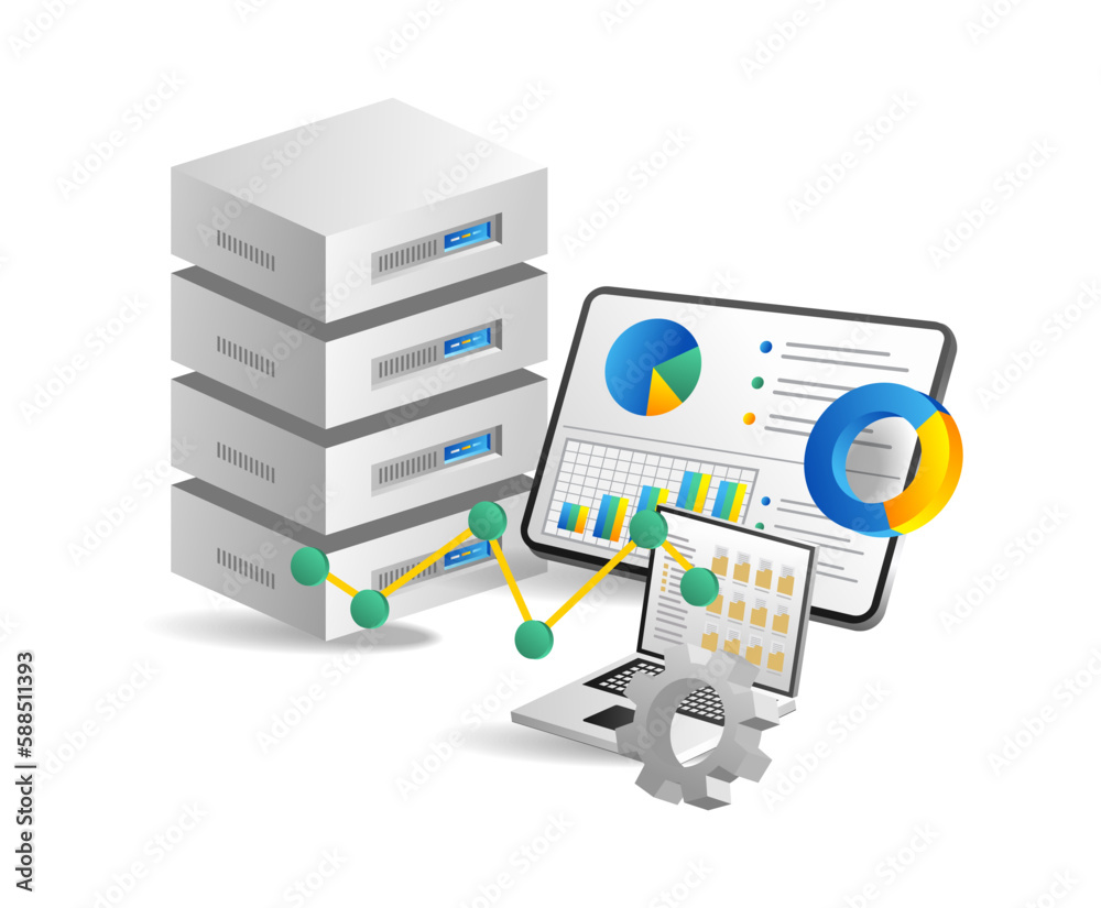Poster data center concept with icon design, vector illustration 10 eps graphic.