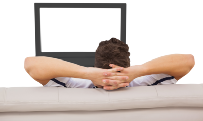 Football fan watching television