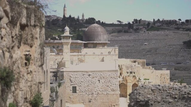 The Al-Aqsa Mosque and the Western Wall in Jerusalem 