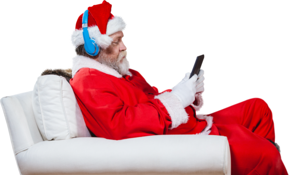 Santa Claus reading on digital tablet - Powered by Adobe