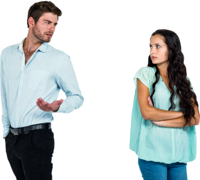 Couple standing back to back while arguing - Powered by Adobe