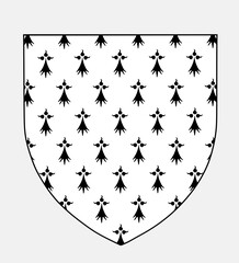 Region Brittany coat of arms flag vector illustration, province in France. French region banner symbol. Coat of arms of Brittany seal.