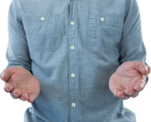 Man holding invisible object