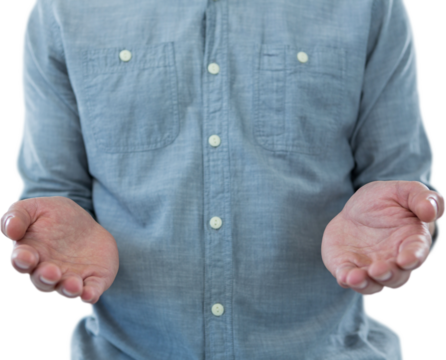 Man holding invisible object