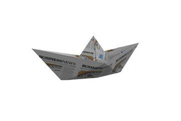 Boat made from white newspaper