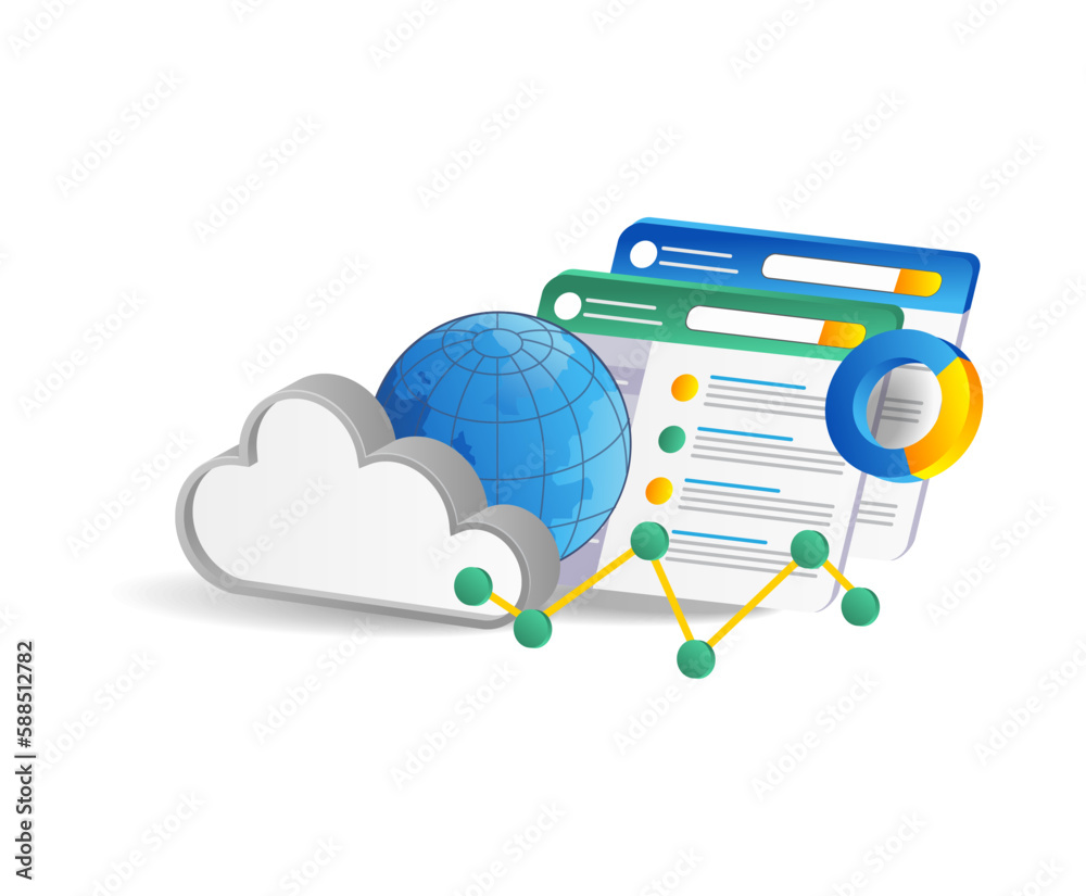 Poster cloud computing concept. isometric illustration of cloud computing concept for web design