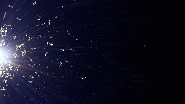 Flying Musical Notes Animation, Rendering, Background, Loop
