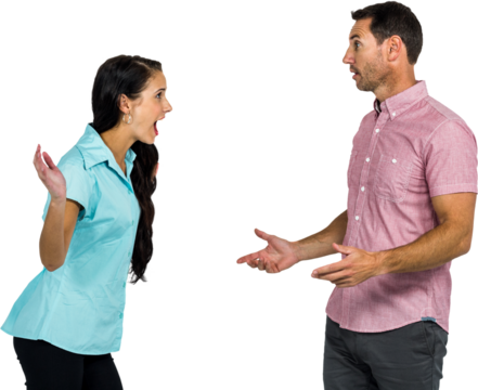 Woman shouting on man while fighting