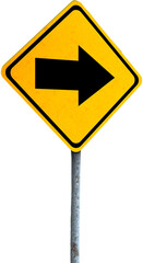 Traffic arrow sign over white background