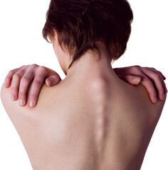 Fototapeta premium Nude woman with a shoulder injury
