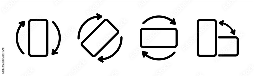 Poster rotate smartphone icon isolated. mobile screen rotation. horisontal or vertical rotation icons. vect
