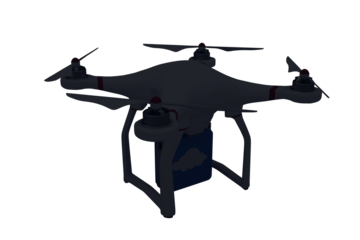 Drone with cloud symbol over white background