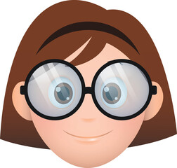 Cartoon girl with spectacles emoji icon