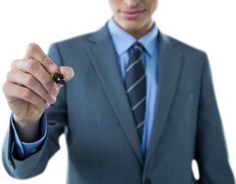 Midsection of businessman holding marker - Powered by Adobe