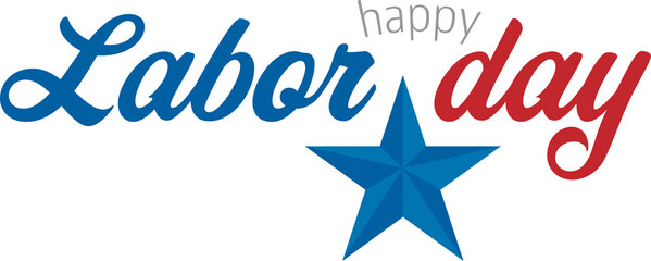 Digital composite image of happy labor day text with star shape